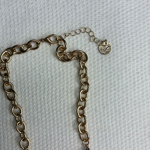 Plunder Gold Tone Purple Beaded Tan Floral Crystal Statement Necklace Women’s - Picture 9 of 10